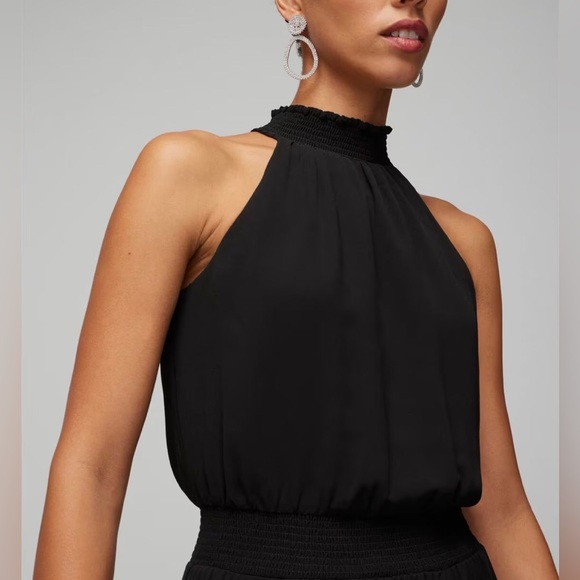 White House Black Market - Pleated Halter Midi Dress, Black, Size 10 - Picture 6 of 10